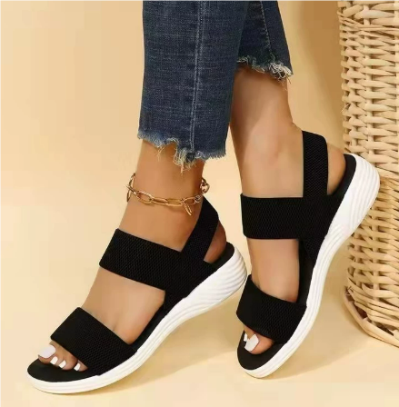 Women’s Sandals – Open Toe – Breathable Blend – Cushioned Sole – Elastic Straps – Casual Fit