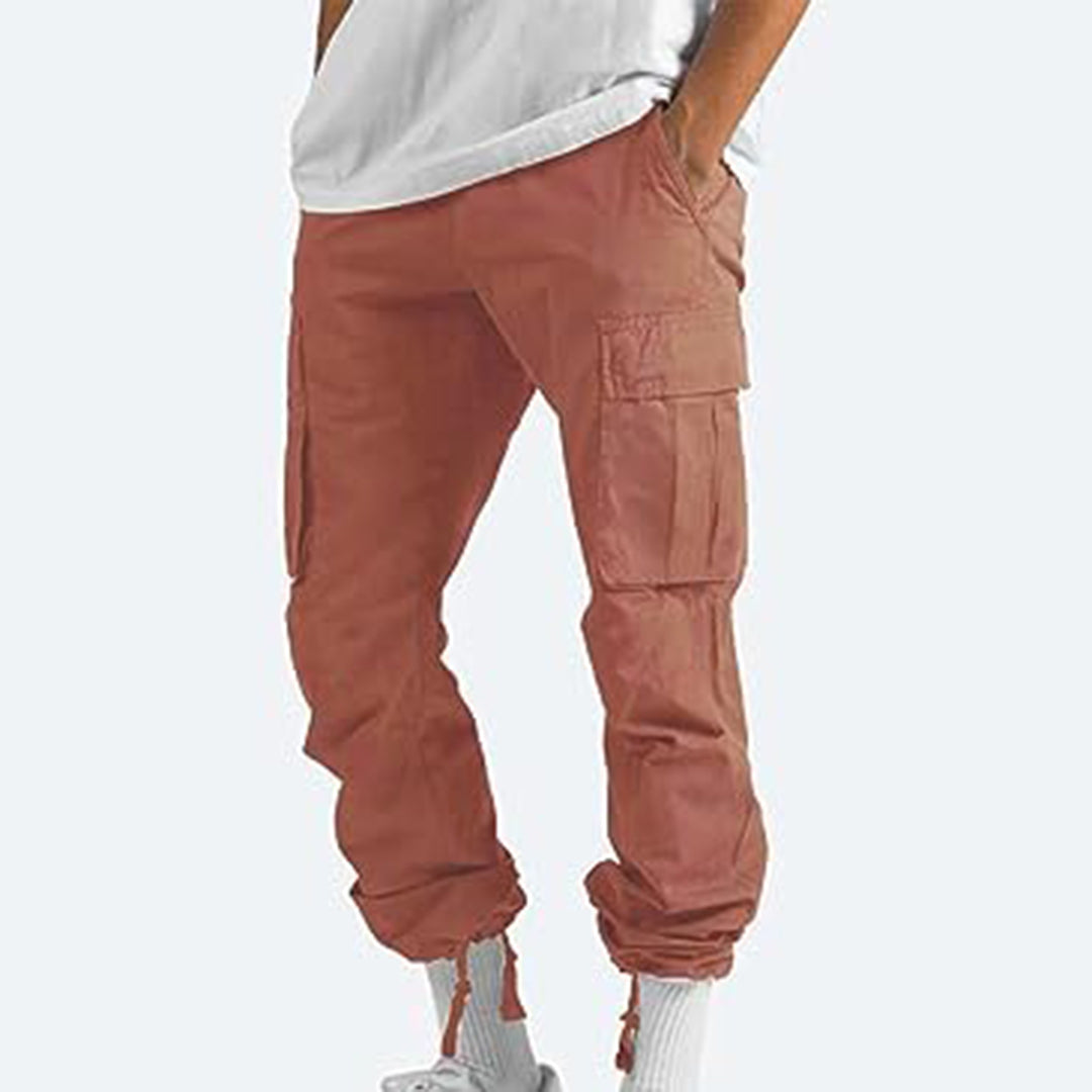 Men’s Cargo Pants - Relaxed Fit - Cotton Blend - Utility Pockets - Full Length