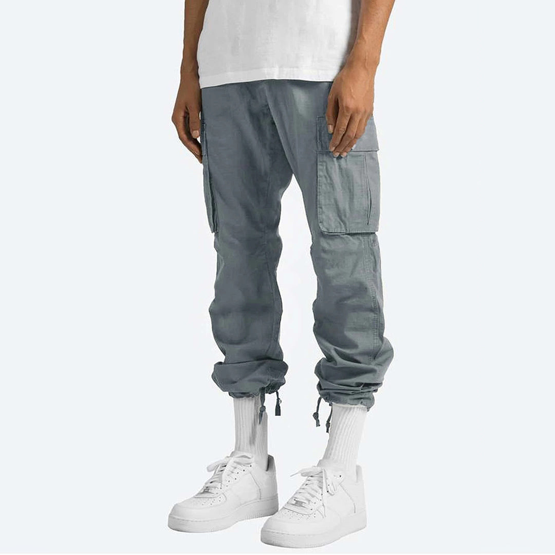 Men’s Cargo Pants - Relaxed Fit - Cotton Blend - Utility Pockets - Full Length