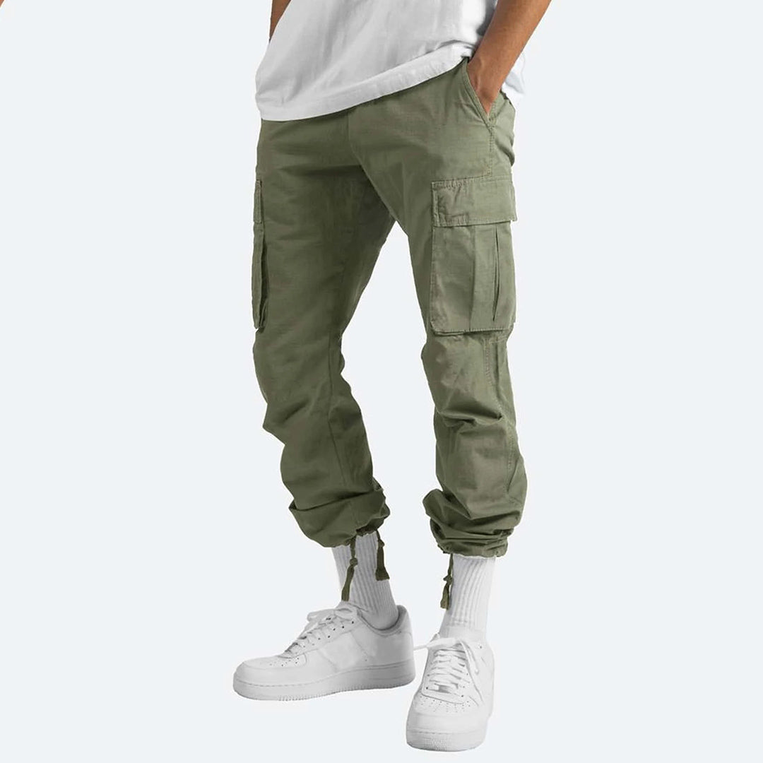 Men’s Cargo Pants - Relaxed Fit - Cotton Blend - Utility Pockets - Full Length