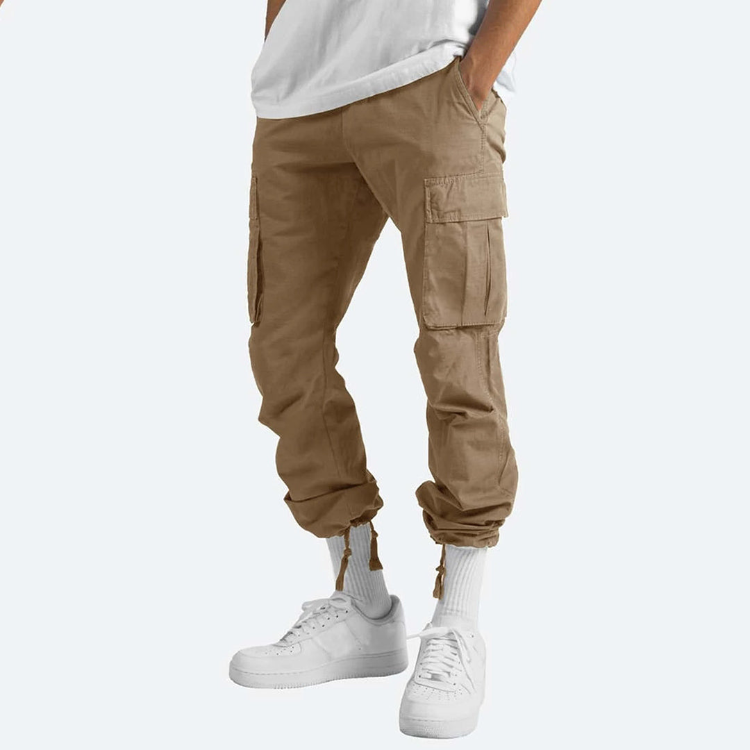 Men’s Cargo Pants - Relaxed Fit - Cotton Blend - Utility Pockets - Full Length