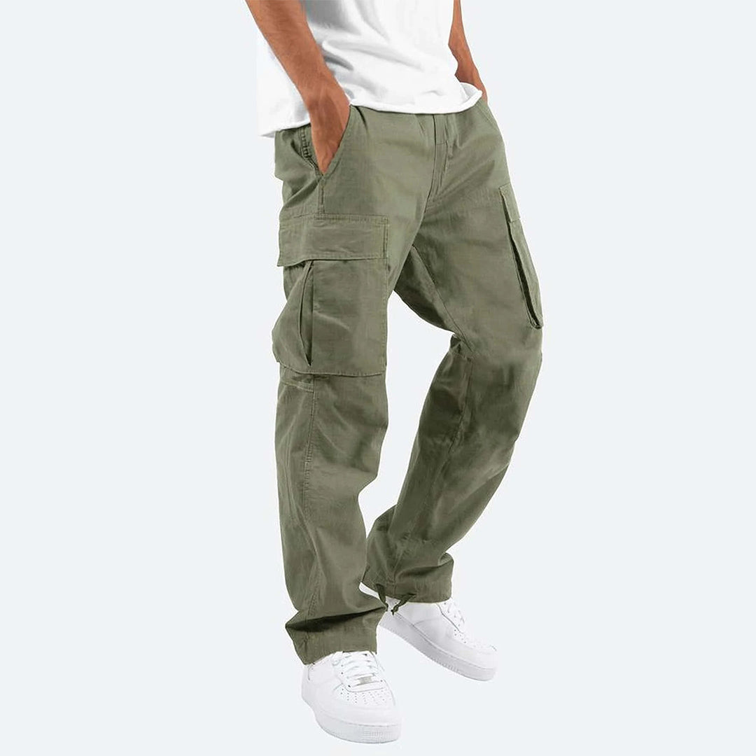 Men’s Cargo Pants - Relaxed Fit - Cotton Blend - Utility Pockets - Full Length