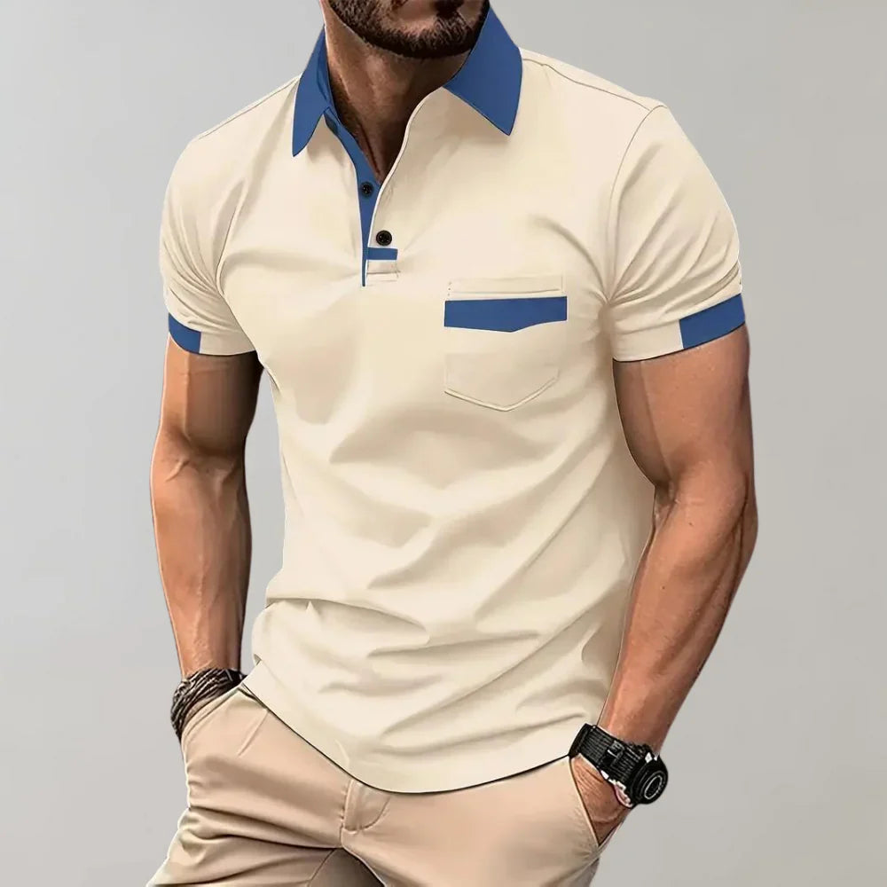 Men's Polo Shirt - Slim Fit - Soft Knit - Chest Pocket - Short Sleeve Casual Wear