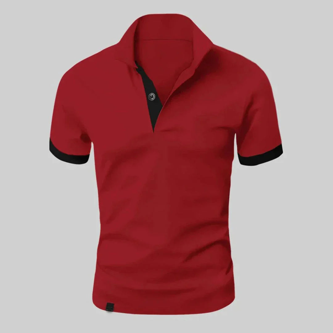 Men’s Polo Shirt - Slim Fit - Natural Fibers - Short Sleeve Casual Button Placket