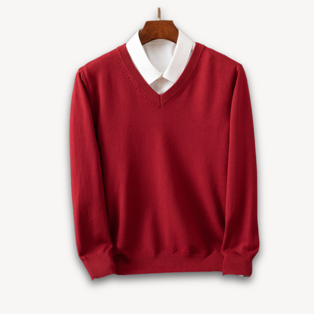 Men’s V-Neck Sweater – Slim Fit – Soft Knit – Ribbed Detail – Lightweight Luxury Fabric