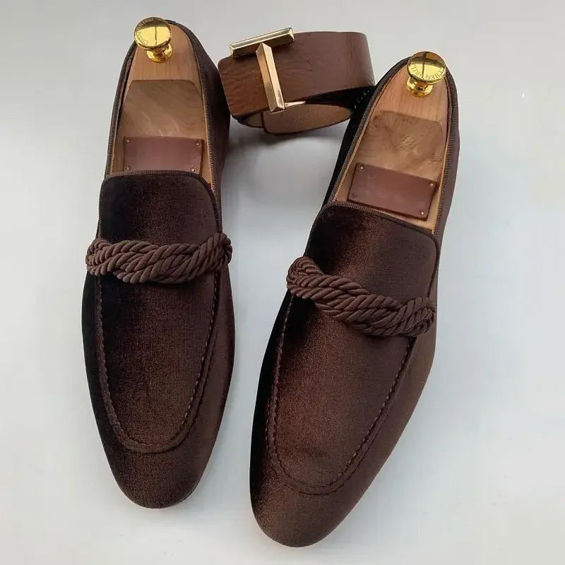 Men’s Loafers – Slip-On Dress Style – Braided Detail – Elegant Fit