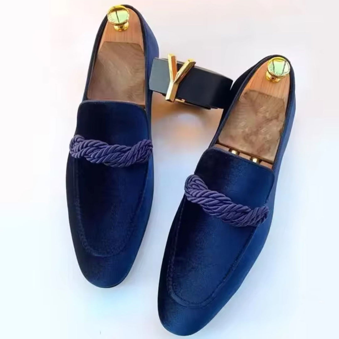Men’s Loafers – Slip-On Dress Style – Braided Detail – Elegant Fit