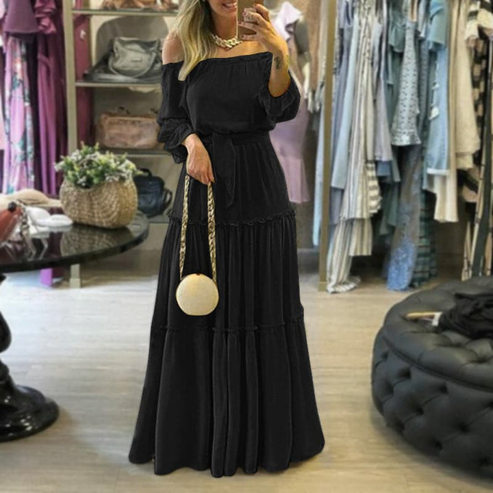 Women’s Maxi Dress – Off Shoulder – Relaxed Fit – Tiered Skirt