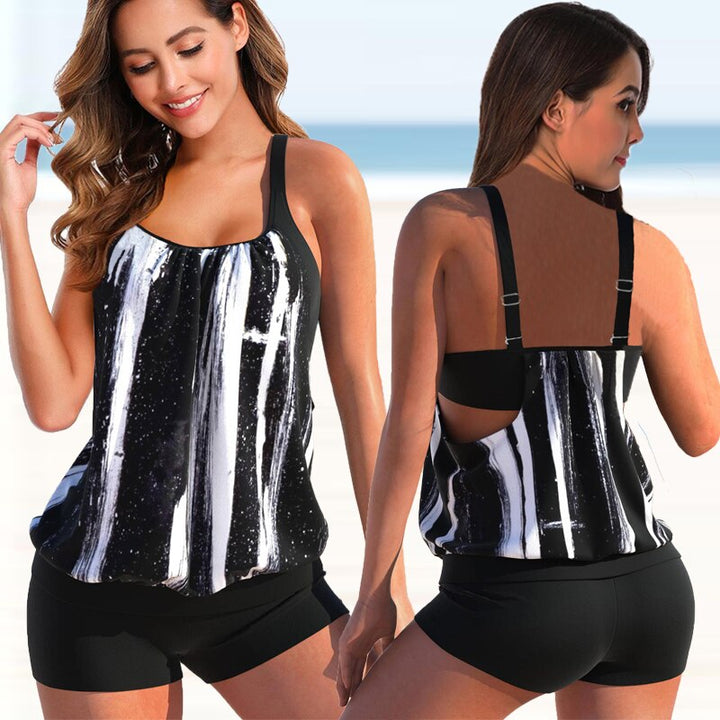 Women’s Tankini Set – Blouson Top – Adjustable Racerback – Fitted Shorts – Breathable Blend