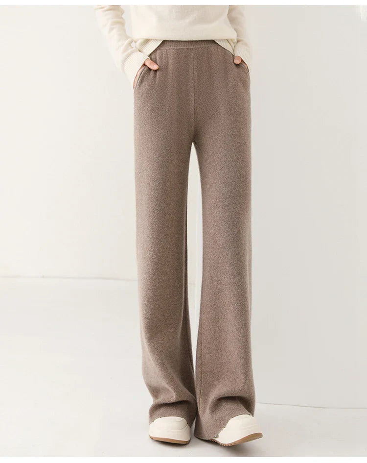 Women’s Sweatpants – Merino Wool – Relaxed Fit – Wide Leg – Full Length – Elastic Waist