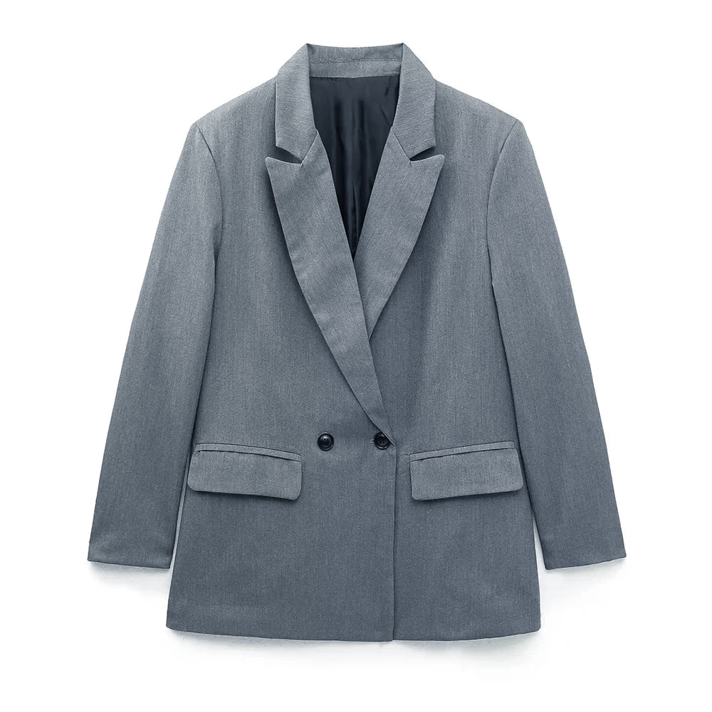 Women's Blazer - Tailored Fit - Double-Breasted - Structured Silhouette - Notched Lapels