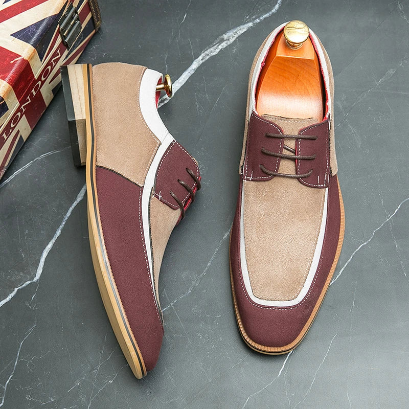 Men’s Dress Shoes – Cap Toe Oxford – Leather & Suede – Lace-Up – Formal Wear