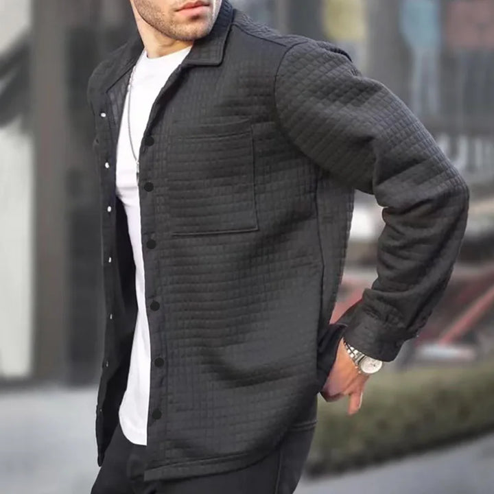 Men’s Quilted Shirt Jacket – Relaxed Fit – Soft Texture – Button Front Casual Layer