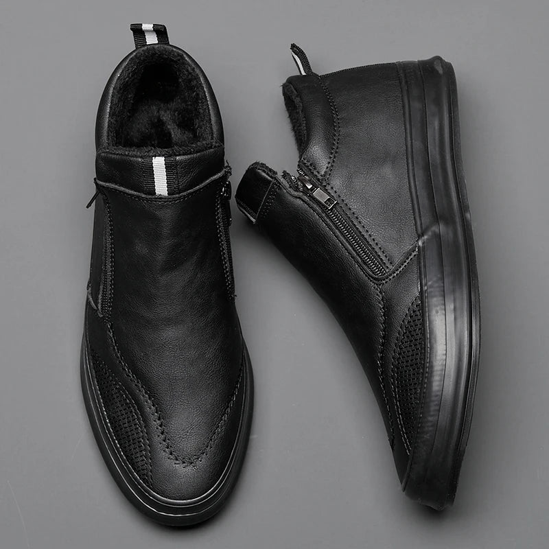 Men’s Mid Top Sneakers – Sleek Fit – Side Zip – Casual Comfort Sole