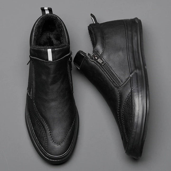 Men’s Mid Top Sneakers – Sleek Fit – Side Zip – Casual Comfort Sole