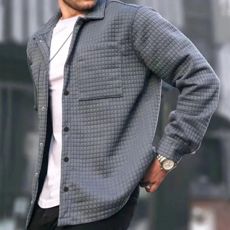 Men’s Quilted Shirt Jacket – Relaxed Fit – Soft Texture – Button Front Casual Layer