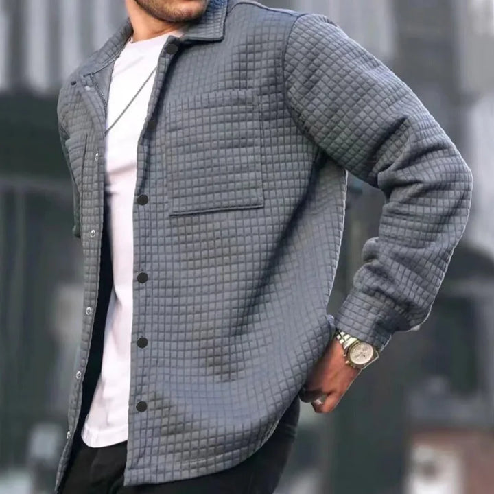 Men’s Quilted Shirt Jacket – Relaxed Fit – Soft Texture – Button Front Casual Layer