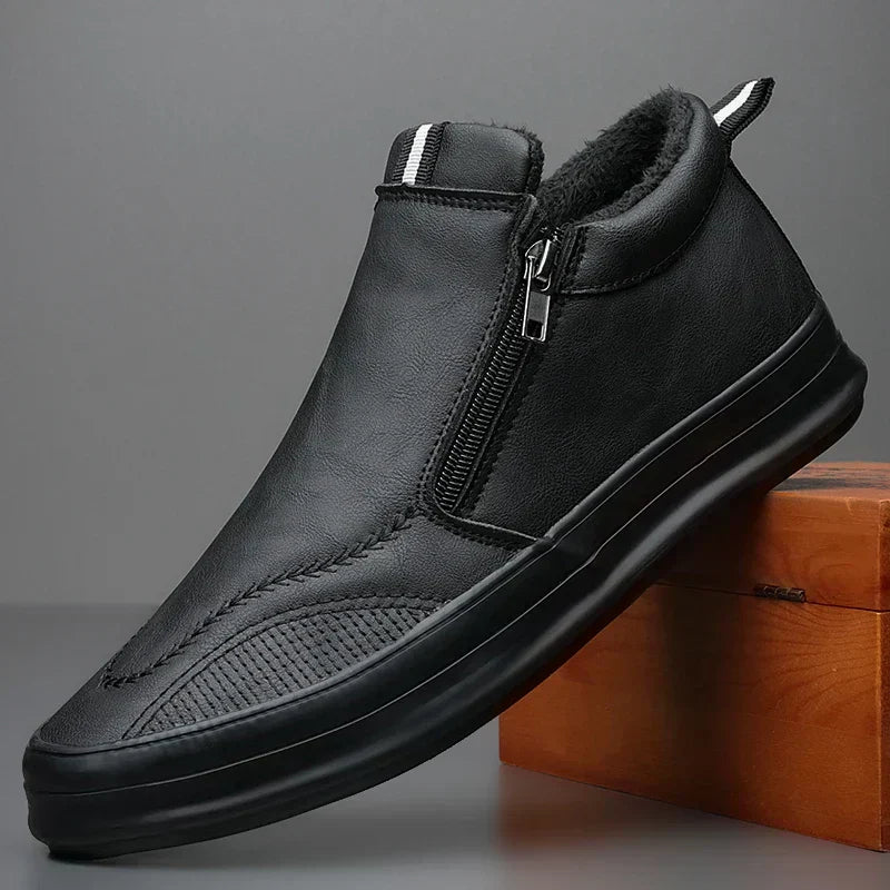 Men’s Mid Top Sneakers – Sleek Fit – Side Zip – Casual Comfort Sole