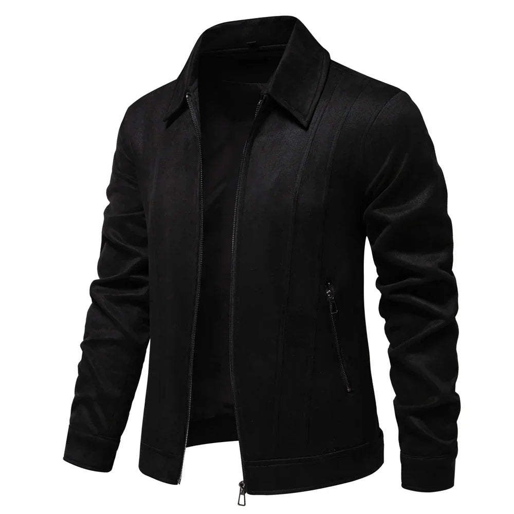 Men’s Jacket – Tailored Fit – Textured Wool – Zip Front – Hip Length