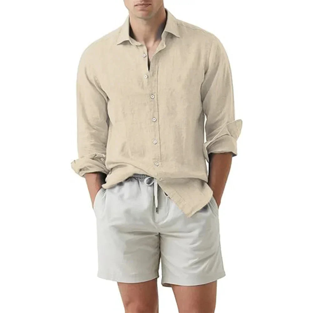 Men’s Button-Down Shirt – Relaxed Fit – Long Sleeve – Natural Fibers – Casual Style