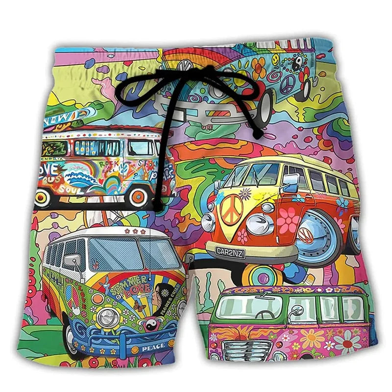 Men’s Swim Shorts – Regular Fit – Quick Dry – Adjustable Waist – Boho Print