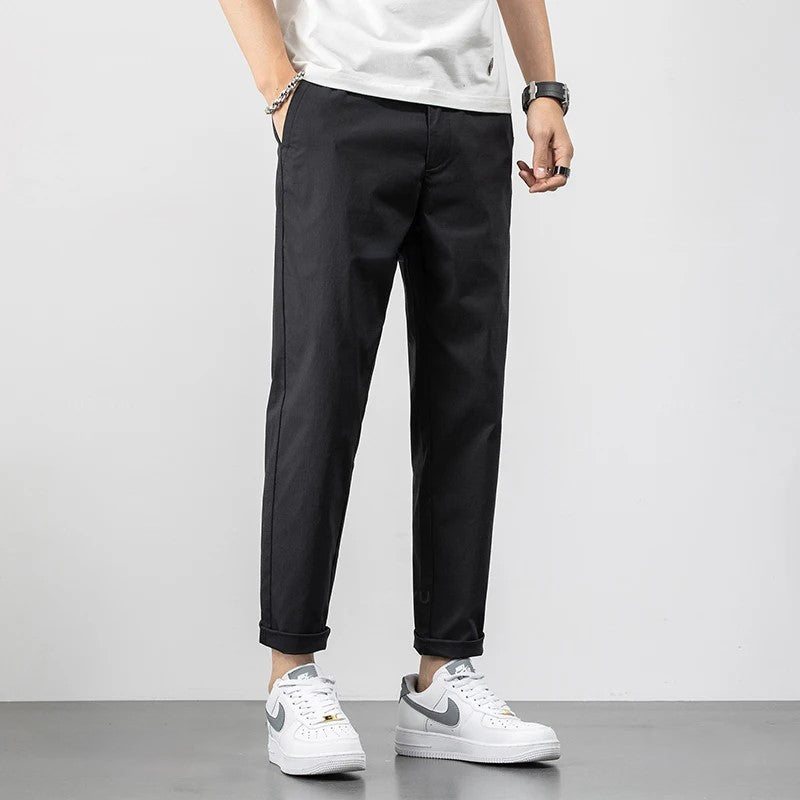 Men’s Chino Pants – Lightweight Cotton – Relaxed Fit – Full Length Casual Style