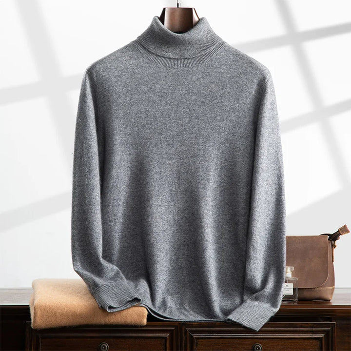 Men’s Turtleneck Sweater - 100% Cashmere - Relaxed Fit - Soft Ribbed Knit