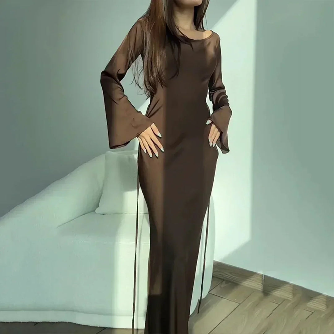 Women’s Bodycon Dress - Luxury Fabric - Slim Fit - Long Sleeve Elegant Silhouette