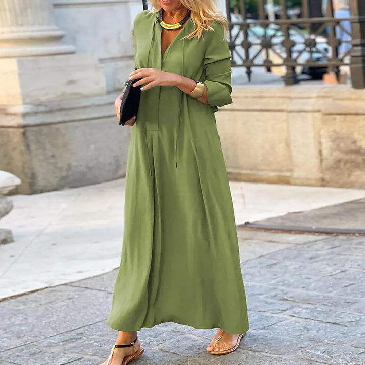 Women's Maxi Dress - V-Neck - Long Sleeve - Flowy Elegant Fit