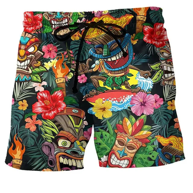 Men’s Swim Shorts – Regular Fit – Quick Dry – Adjustable Waist – Boho Print
