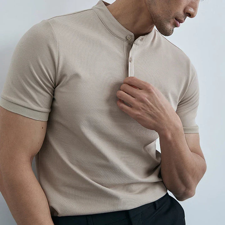 Men’s Slim-Fit Tee - Lightweight Cotton - Collared Neck - Short Sleeve Casual Wear