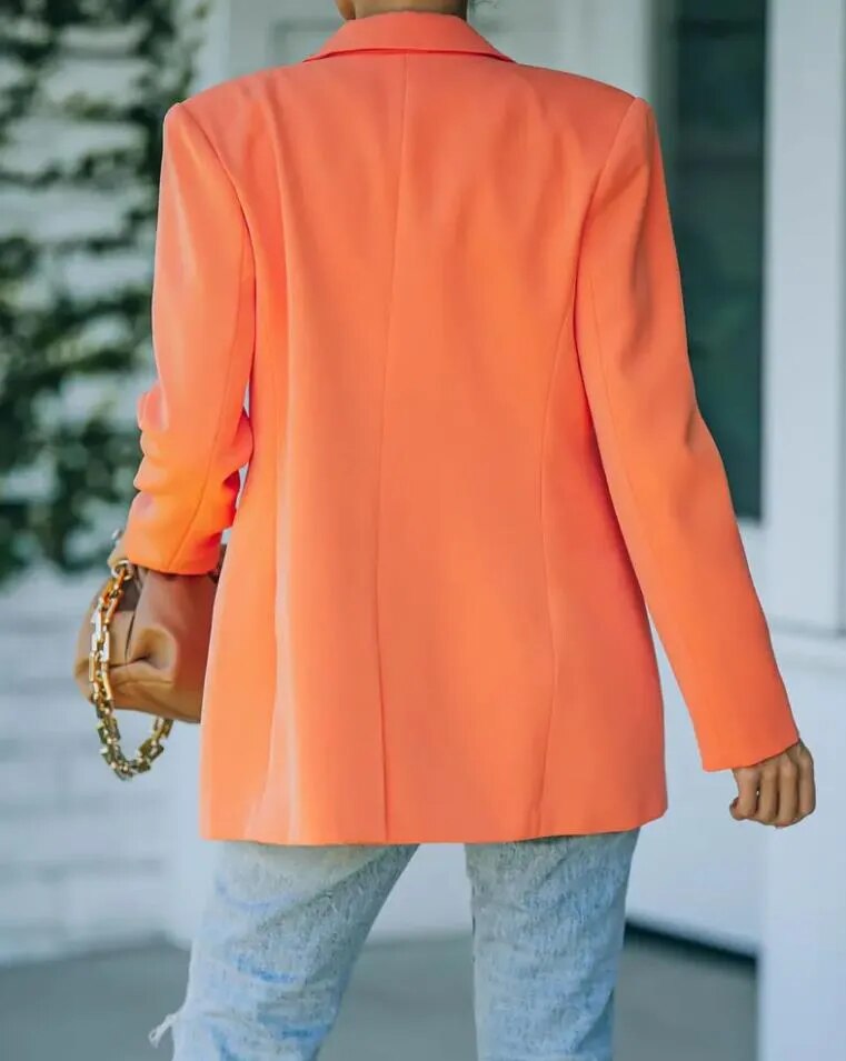 Women's Blazer - Oversized Fit - Single-Breasted - Notched Lapel - Tailored Elegant Wear