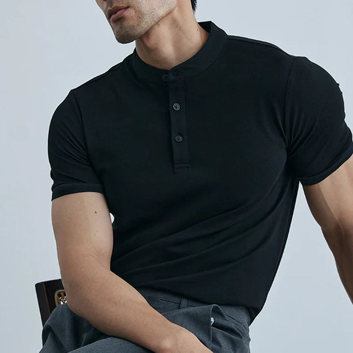 Men’s Slim-Fit Tee - Lightweight Cotton - Collared Neck - Short Sleeve Casual Wear