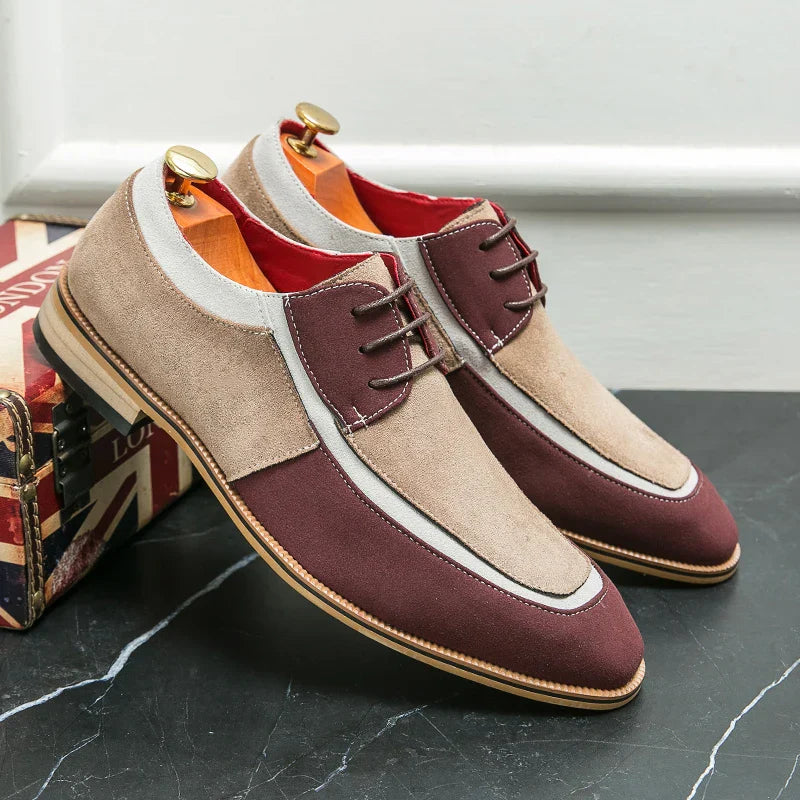 Men’s Dress Shoes – Cap Toe Oxford – Leather & Suede – Lace-Up – Formal Wear