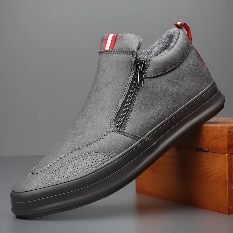 Men’s Mid Top Sneakers – Sleek Fit – Side Zip – Casual Comfort Sole