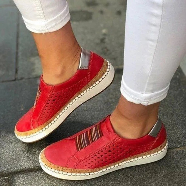 Women’s Slip-On Shoes – Breathable Upper – Cushioned Sole – Elastic Band Detail