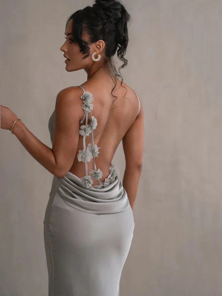 Women's Evening Gown - Satin Floor-Length - Cowl Neck - Spaghetti Straps Elegant Fit
