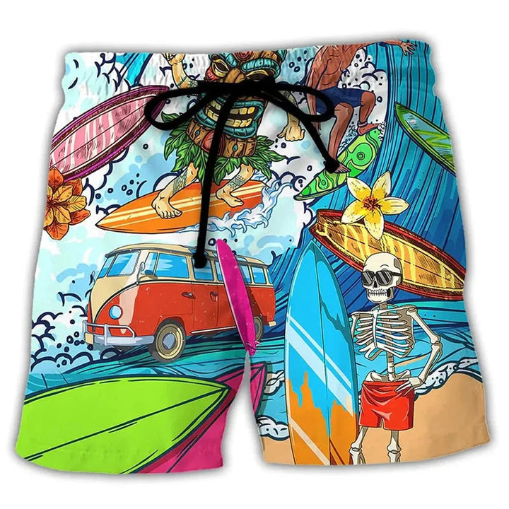 Men’s Swim Shorts – Regular Fit – Quick Dry – Adjustable Waist – Boho Print