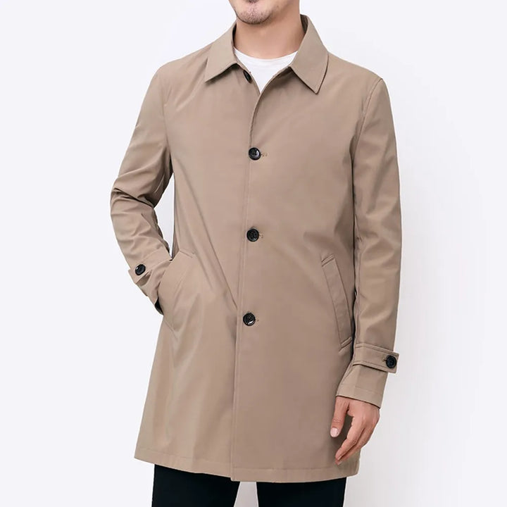 Men’s Windbreaker Jacket - Water-Resistant - Relaxed Fit - Button Front Mid-Length
