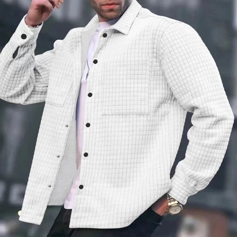 Men’s Quilted Shirt Jacket – Relaxed Fit – Soft Texture – Button Front Casual Layer