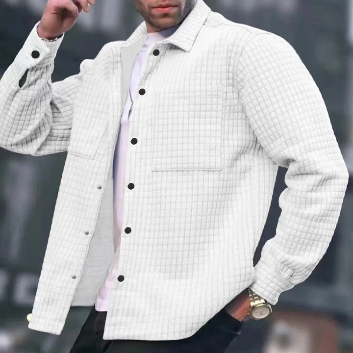 Men’s Quilted Shirt Jacket – Relaxed Fit – Soft Texture – Button Front Casual Layer