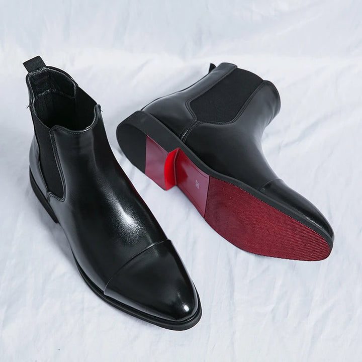 Men’s Leather Boots – Sleek Fit – Cap Toe – Ankle Length – Slip-On Chelsea Style