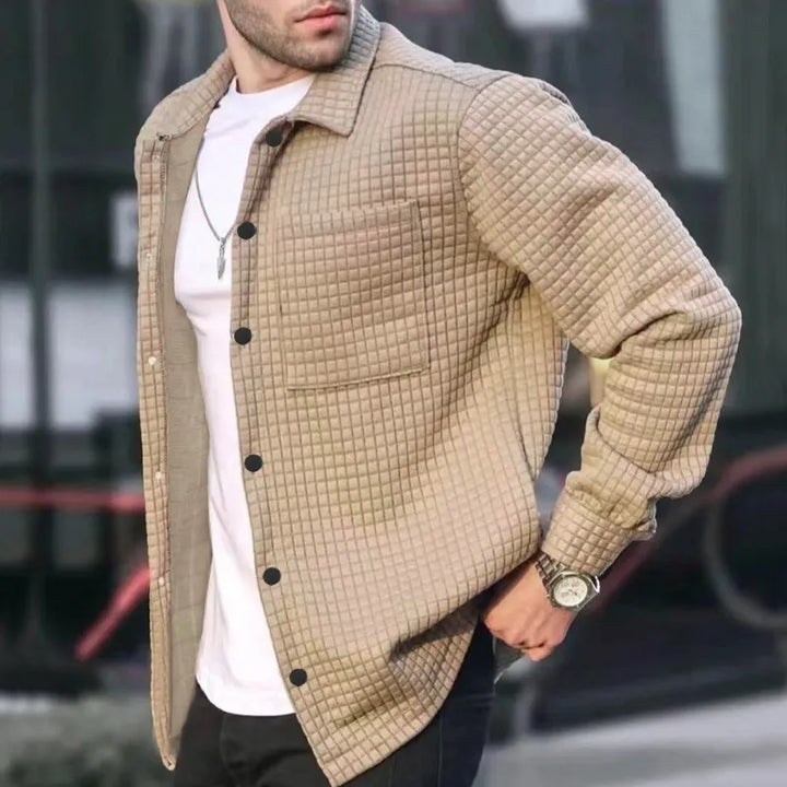 Men’s Quilted Shirt Jacket – Relaxed Fit – Soft Texture – Button Front Casual Layer
