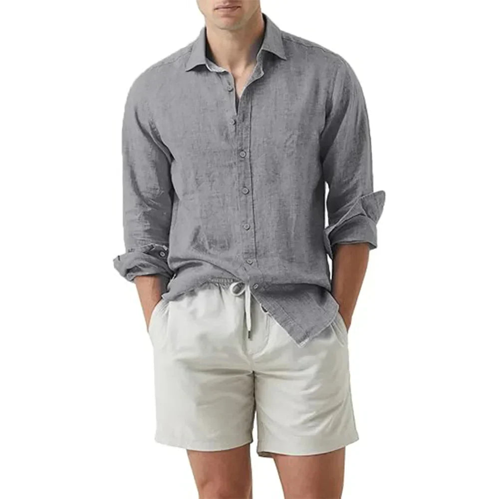 Men’s Button-Down Shirt – Relaxed Fit – Long Sleeve – Natural Fibers – Casual Style