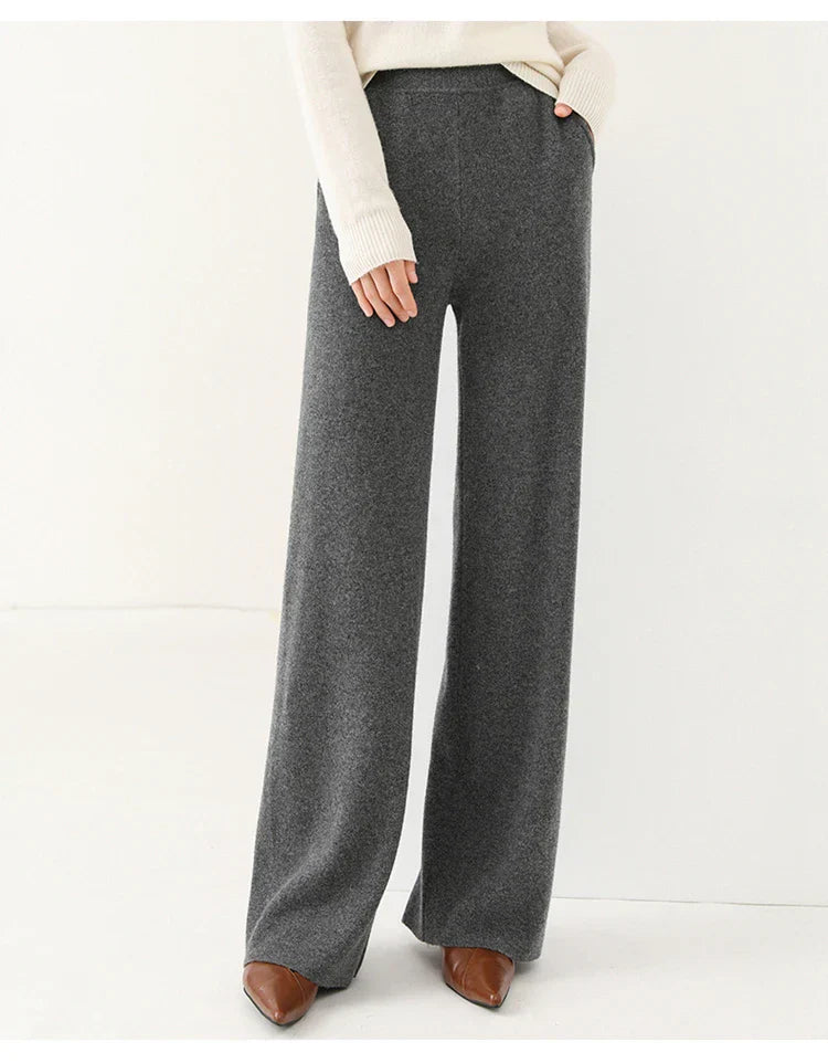 Women’s Sweatpants – Merino Wool – Relaxed Fit – Wide Leg – Full Length – Elastic Waist