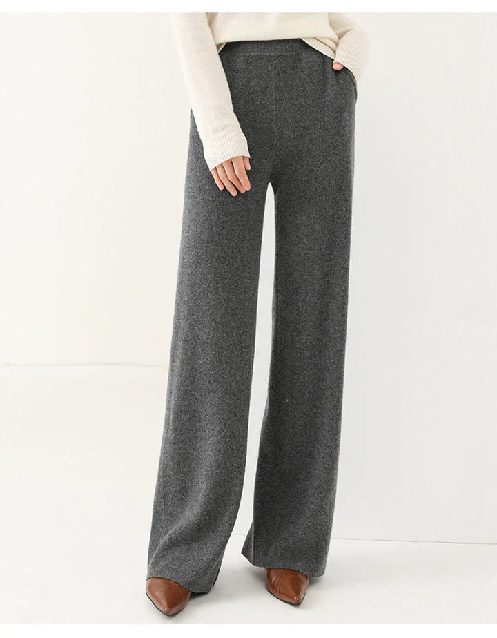 Women’s Sweatpants – Merino Wool – Relaxed Fit – Wide Leg – Full Length – Elastic Waist