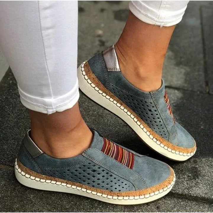 Women’s Slip-On Shoes – Breathable Upper – Cushioned Sole – Elastic Band Detail