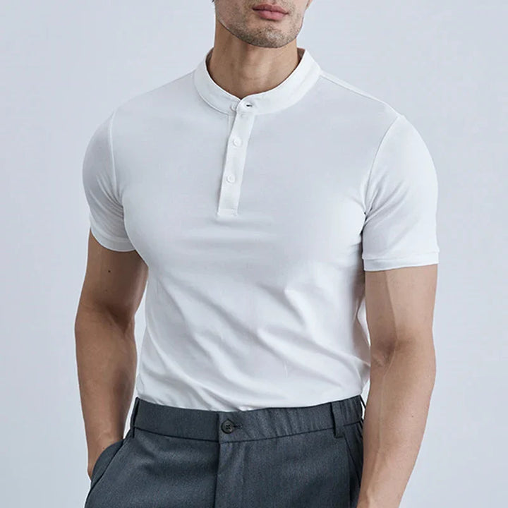 Men’s Slim-Fit Tee - Lightweight Cotton - Collared Neck - Short Sleeve Casual Wear