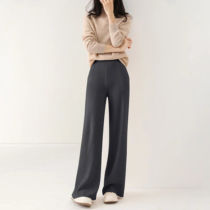 Women’s Sweatpants – Merino Wool – Relaxed Fit – Wide Leg – Full Length – Elastic Waist