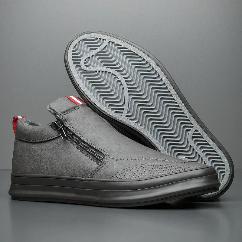Men’s Mid Top Sneakers – Sleek Fit – Side Zip – Casual Comfort Sole